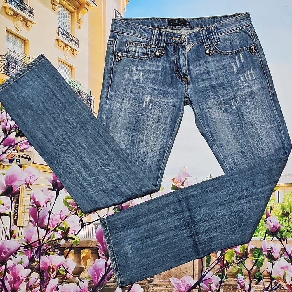 Philipp Plein Distressed Skull Jeans Size 28